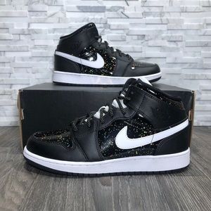 black and gold glitter jordans
